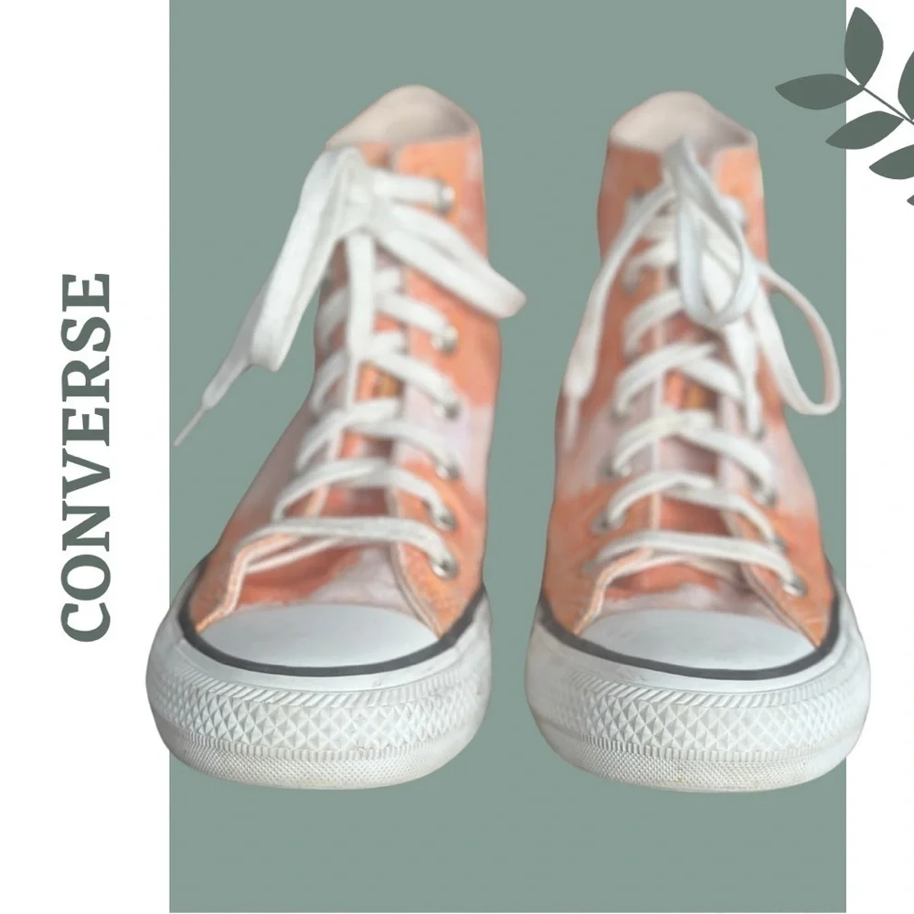 Converse Chuck Taylor All Star High Top Sneaker Tie Dye Orange White Size 5.5 - Picture 3 of 7